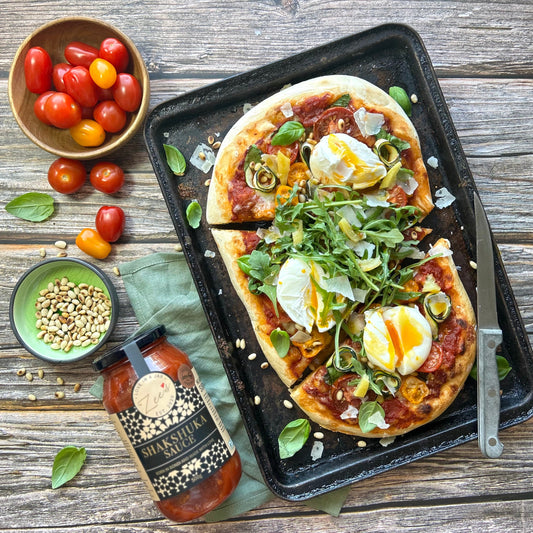 Shakshuka Eggs  Pizza With Poached Eggs