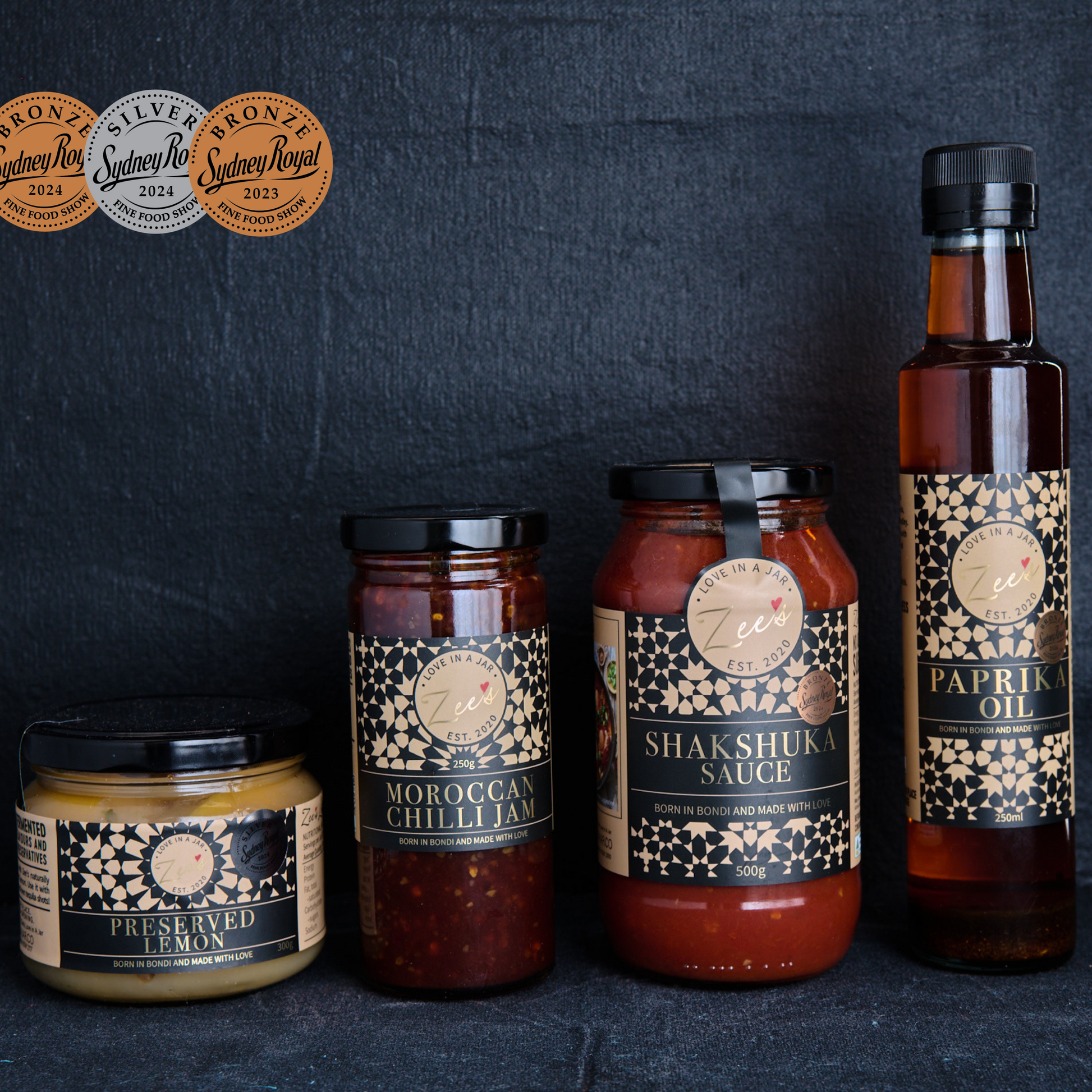 The Moroccan pantry bundle Shakshuka sauce, preserved lemon, Moroccan chilli jam and Paprika oil